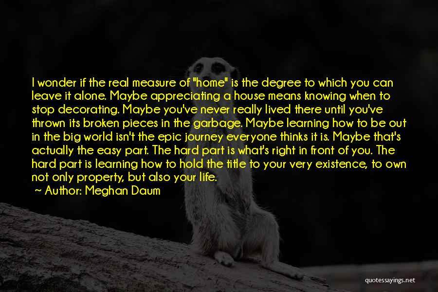 Meghan Daum Quotes: I Wonder If The Real Measure Of Home Is The Degree To Which You Can Leave It Alone. Maybe Appreciating