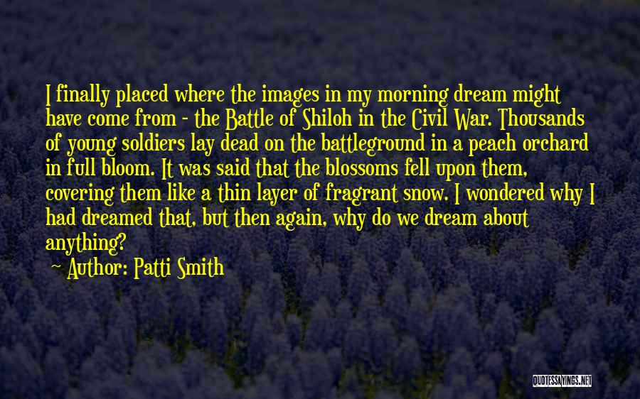 Patti Smith Quotes: I Finally Placed Where The Images In My Morning Dream Might Have Come From - The Battle Of Shiloh In