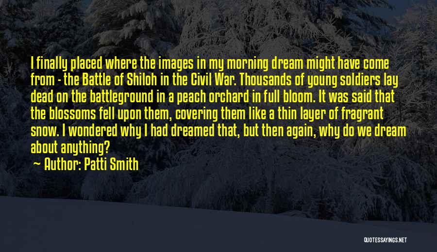 Patti Smith Quotes: I Finally Placed Where The Images In My Morning Dream Might Have Come From - The Battle Of Shiloh In