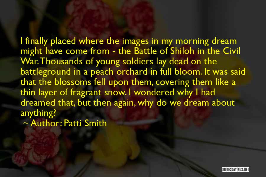 Patti Smith Quotes: I Finally Placed Where The Images In My Morning Dream Might Have Come From - The Battle Of Shiloh In