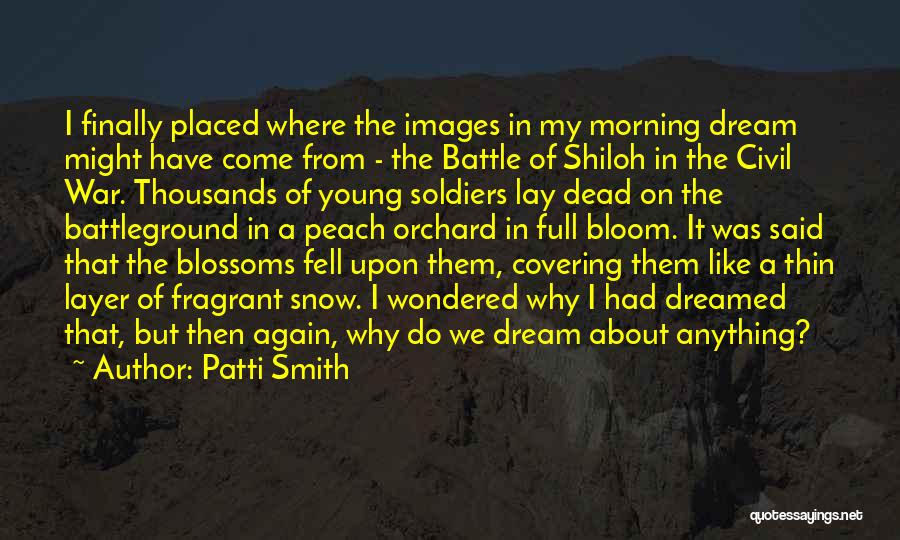 Patti Smith Quotes: I Finally Placed Where The Images In My Morning Dream Might Have Come From - The Battle Of Shiloh In