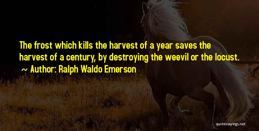 Ralph Waldo Emerson Quotes: The Frost Which Kills The Harvest Of A Year Saves The Harvest Of A Century, By Destroying The Weevil Or