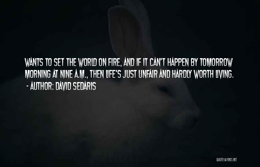 David Sedaris Quotes: Wants To Set The World On Fire, And If It Can't Happen By Tomorrow Morning At Nine A.m., Then Life's