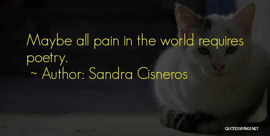 Sandra Cisneros Quotes: Maybe All Pain In The World Requires Poetry.