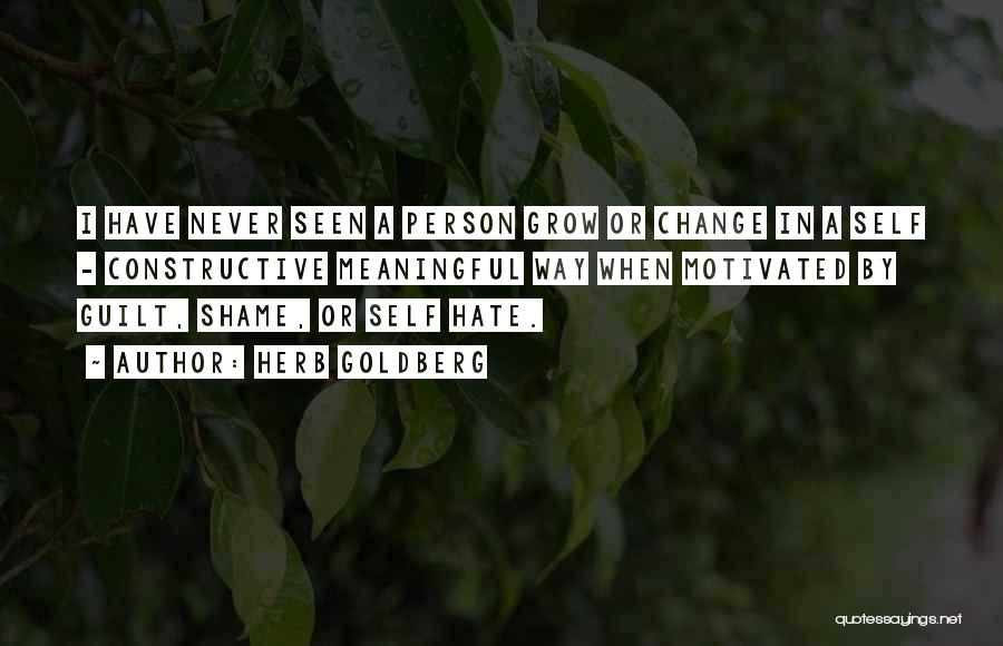 Herb Goldberg Quotes: I Have Never Seen A Person Grow Or Change In A Self - Constructive Meaningful Way When Motivated By Guilt,