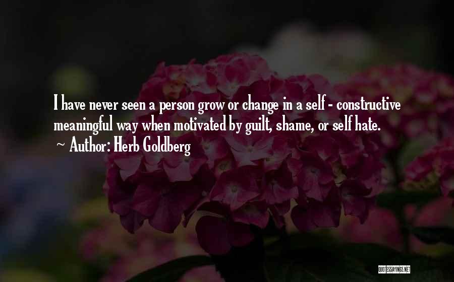 Herb Goldberg Quotes: I Have Never Seen A Person Grow Or Change In A Self - Constructive Meaningful Way When Motivated By Guilt,