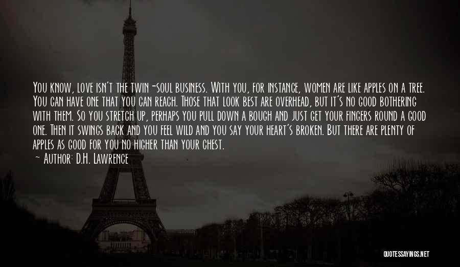 D.H. Lawrence Quotes: You Know, Love Isn't The Twin-soul Business. With You, For Instance, Women Are Like Apples On A Tree. You Can