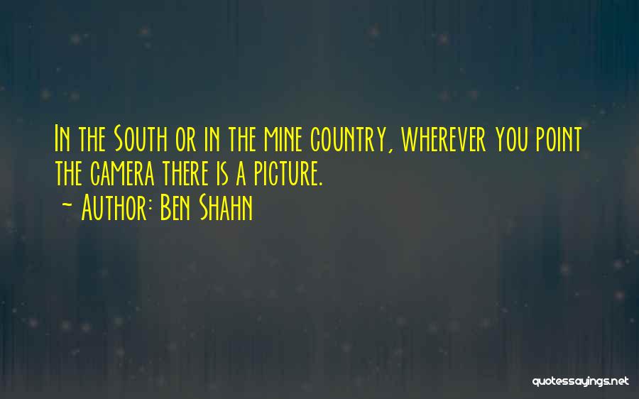 Ben Shahn Quotes: In The South Or In The Mine Country, Wherever You Point The Camera There Is A Picture.