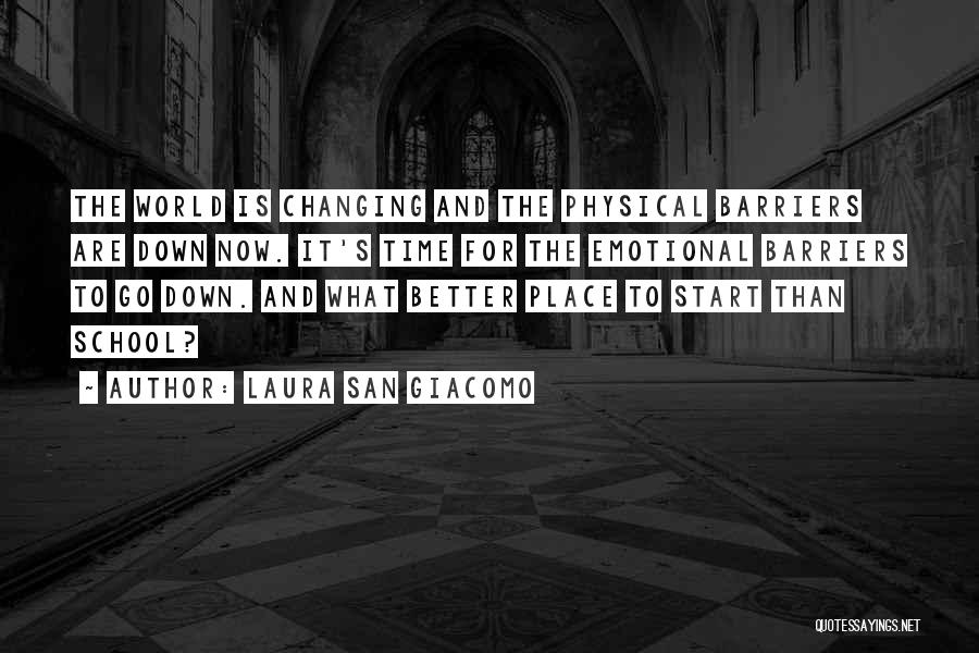 Laura San Giacomo Quotes: The World Is Changing And The Physical Barriers Are Down Now. It's Time For The Emotional Barriers To Go Down.