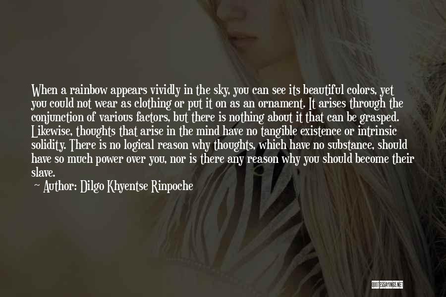 Dilgo Khyentse Rinpoche Quotes: When A Rainbow Appears Vividly In The Sky, You Can See Its Beautiful Colors, Yet You Could Not Wear As