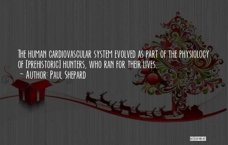 Paul Shepard Quotes: The Human Cardiovascular System Evolved As Part Of The Physiology Of [prehistoric] Hunters, Who Ran For Their Lives.