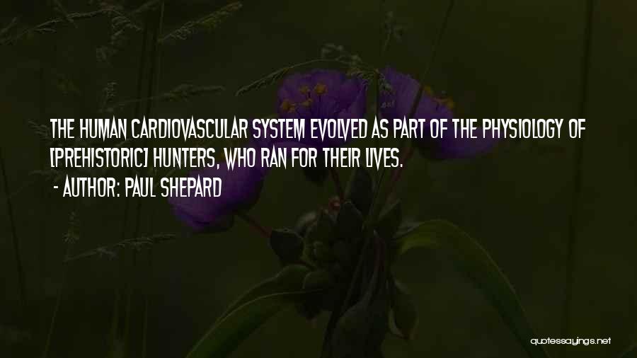 Paul Shepard Quotes: The Human Cardiovascular System Evolved As Part Of The Physiology Of [prehistoric] Hunters, Who Ran For Their Lives.