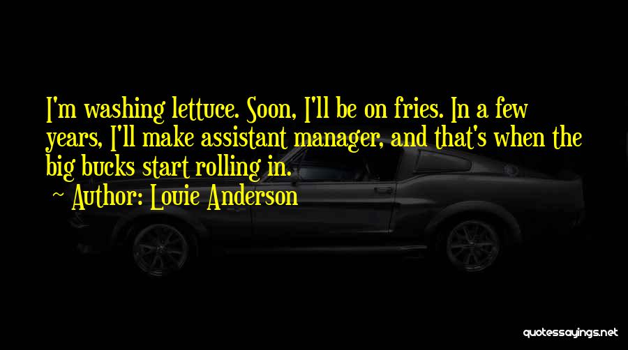 Louie Anderson Quotes: I'm Washing Lettuce. Soon, I'll Be On Fries. In A Few Years, I'll Make Assistant Manager, And That's When The