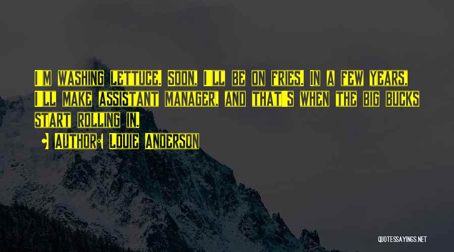 Louie Anderson Quotes: I'm Washing Lettuce. Soon, I'll Be On Fries. In A Few Years, I'll Make Assistant Manager, And That's When The