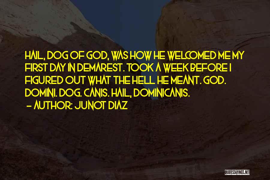 Junot Diaz Quotes: Hail, Dog Of God, Was How He Welcomed Me My First Day In Demarest. Took A Week Before I Figured