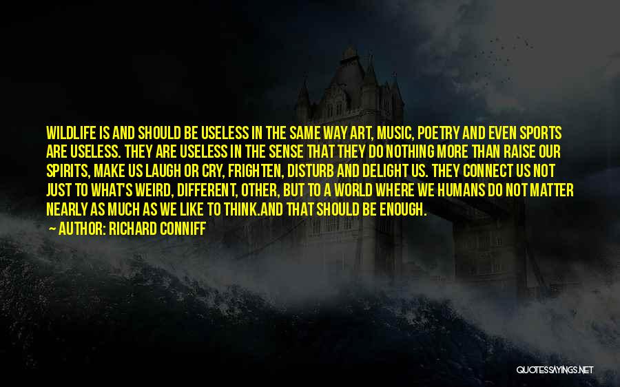 Richard Conniff Quotes: Wildlife Is And Should Be Useless In The Same Way Art, Music, Poetry And Even Sports Are Useless. They Are