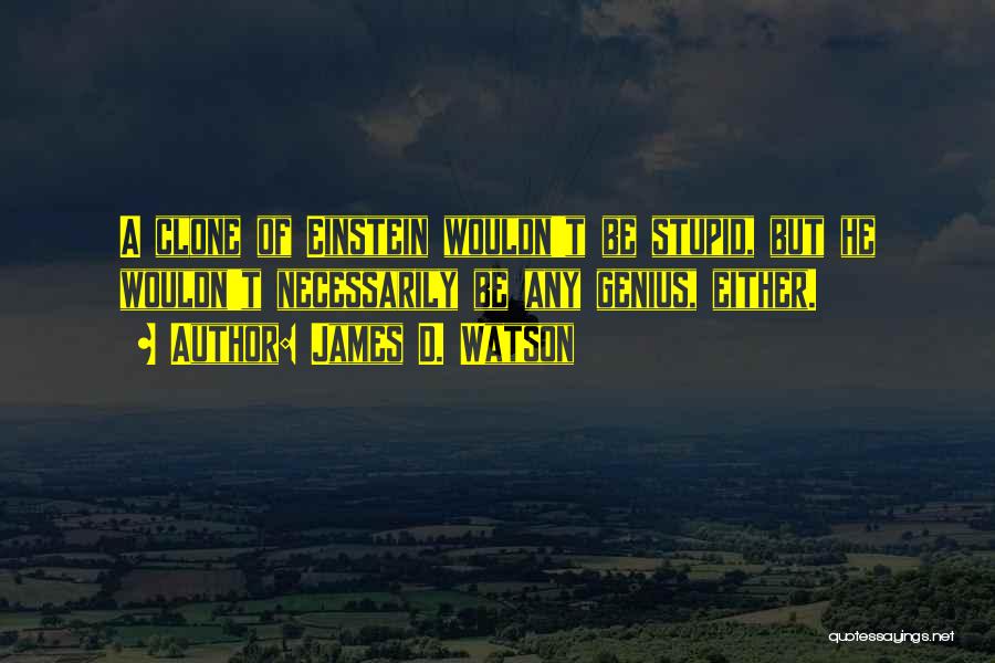 James D. Watson Quotes: A Clone Of Einstein Wouldn't Be Stupid, But He Wouldn't Necessarily Be Any Genius, Either.