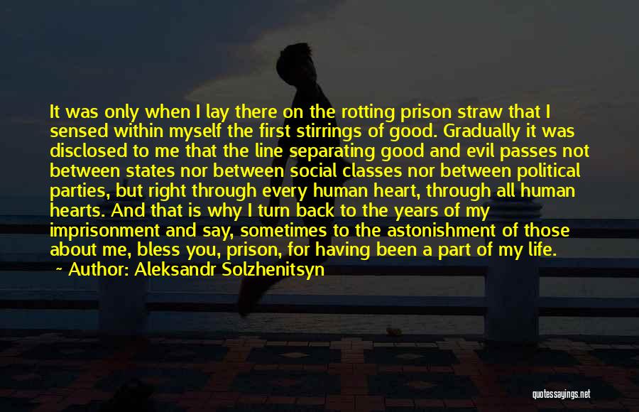 Aleksandr Solzhenitsyn Quotes: It Was Only When I Lay There On The Rotting Prison Straw That I Sensed Within Myself The First Stirrings