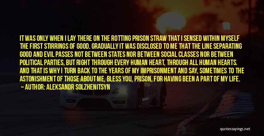 Aleksandr Solzhenitsyn Quotes: It Was Only When I Lay There On The Rotting Prison Straw That I Sensed Within Myself The First Stirrings