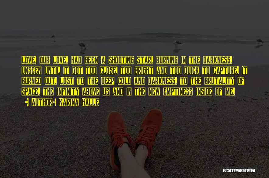 Karina Halle Quotes: Love, Our Love, Had Been A Shooting Star, Burning In The Darkness, Unseen Until It Got Too Close, Too Bright