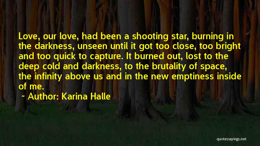 Karina Halle Quotes: Love, Our Love, Had Been A Shooting Star, Burning In The Darkness, Unseen Until It Got Too Close, Too Bright