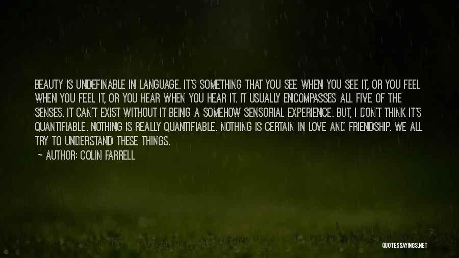 Colin Farrell Quotes: Beauty Is Undefinable In Language. It's Something That You See When You See It, Or You Feel When You Feel