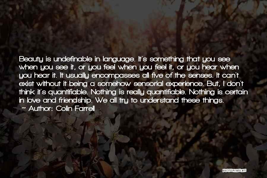Colin Farrell Quotes: Beauty Is Undefinable In Language. It's Something That You See When You See It, Or You Feel When You Feel