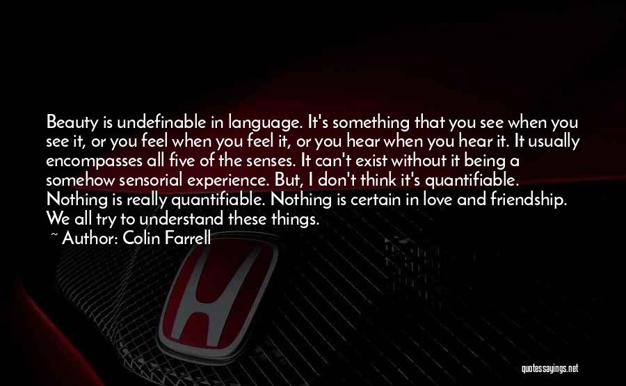 Colin Farrell Quotes: Beauty Is Undefinable In Language. It's Something That You See When You See It, Or You Feel When You Feel