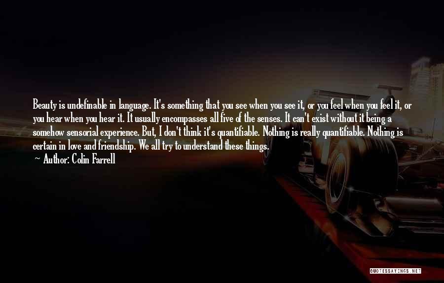 Colin Farrell Quotes: Beauty Is Undefinable In Language. It's Something That You See When You See It, Or You Feel When You Feel