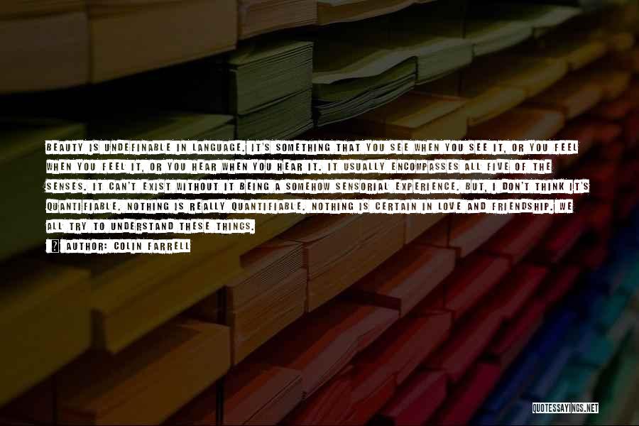 Colin Farrell Quotes: Beauty Is Undefinable In Language. It's Something That You See When You See It, Or You Feel When You Feel