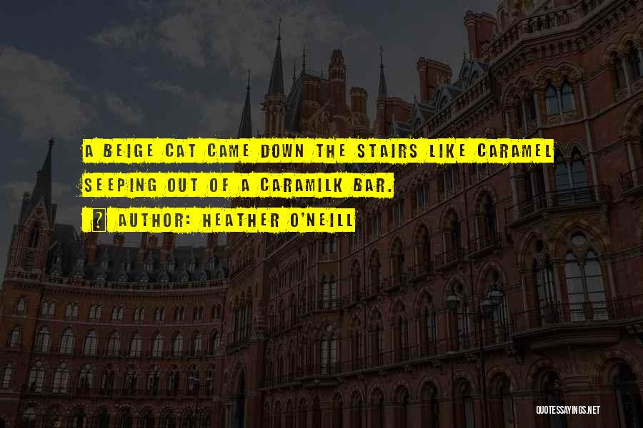 Heather O'Neill Quotes: A Beige Cat Came Down The Stairs Like Caramel Seeping Out Of A Caramilk Bar.