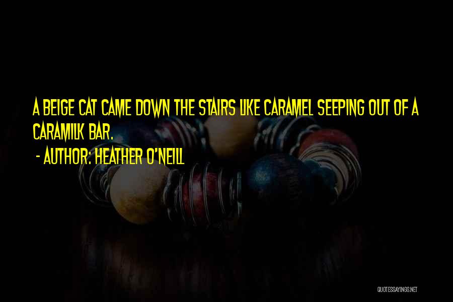 Heather O'Neill Quotes: A Beige Cat Came Down The Stairs Like Caramel Seeping Out Of A Caramilk Bar.