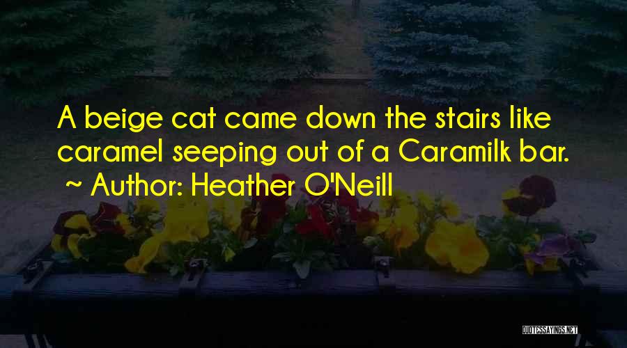 Heather O'Neill Quotes: A Beige Cat Came Down The Stairs Like Caramel Seeping Out Of A Caramilk Bar.