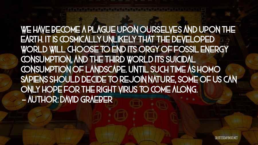 David Graeber Quotes: We Have Become A Plague Upon Ourselves And Upon The Earth. It Is Cosmically Unlikely That The Developed World Will