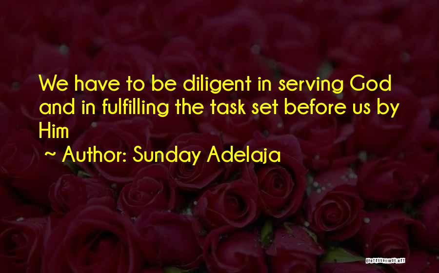 Sunday Adelaja Quotes: We Have To Be Diligent In Serving God And In Fulfilling The Task Set Before Us By Him