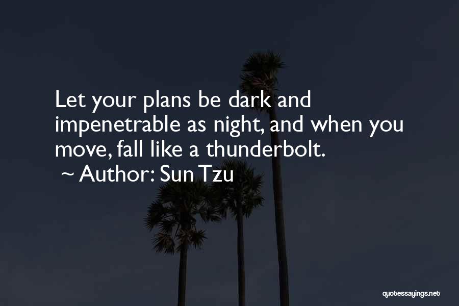 Sun Tzu Quotes: Let Your Plans Be Dark And Impenetrable As Night, And When You Move, Fall Like A Thunderbolt.