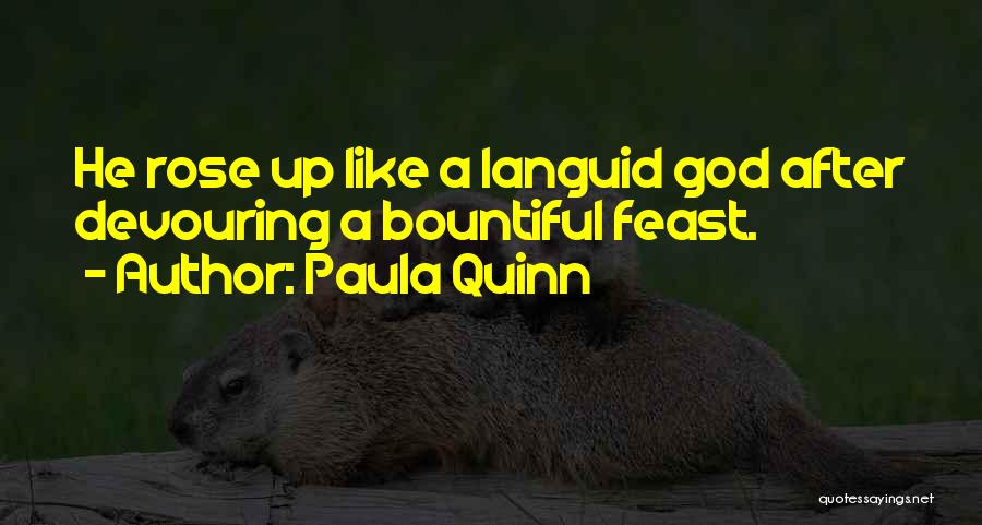 Paula Quinn Quotes: He Rose Up Like A Languid God After Devouring A Bountiful Feast.