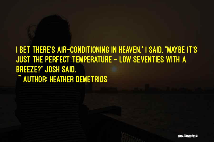 Heather Demetrios Quotes: I Bet There's Air-conditioning In Heaven, I Said. Maybe It's Just The Perfect Temperature - Low Seventies With A Breeze?