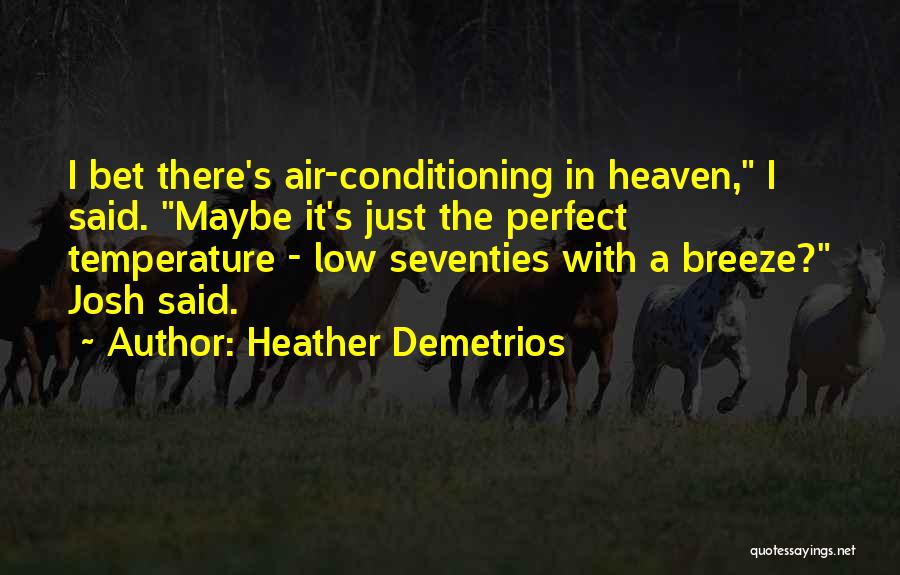 Heather Demetrios Quotes: I Bet There's Air-conditioning In Heaven, I Said. Maybe It's Just The Perfect Temperature - Low Seventies With A Breeze?