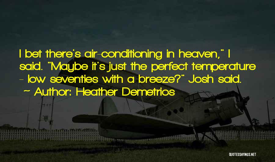 Heather Demetrios Quotes: I Bet There's Air-conditioning In Heaven, I Said. Maybe It's Just The Perfect Temperature - Low Seventies With A Breeze?