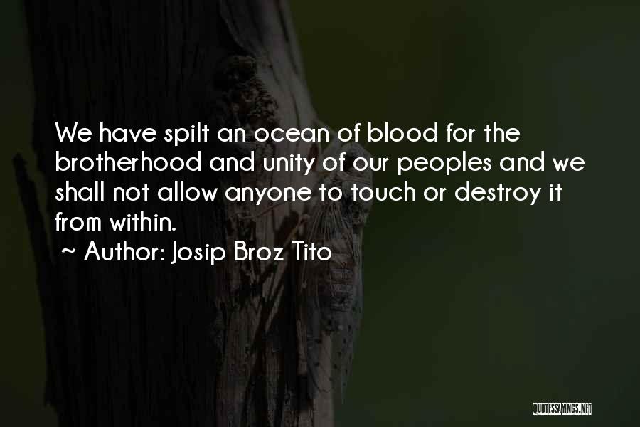 Josip Broz Tito Quotes: We Have Spilt An Ocean Of Blood For The Brotherhood And Unity Of Our Peoples And We Shall Not Allow