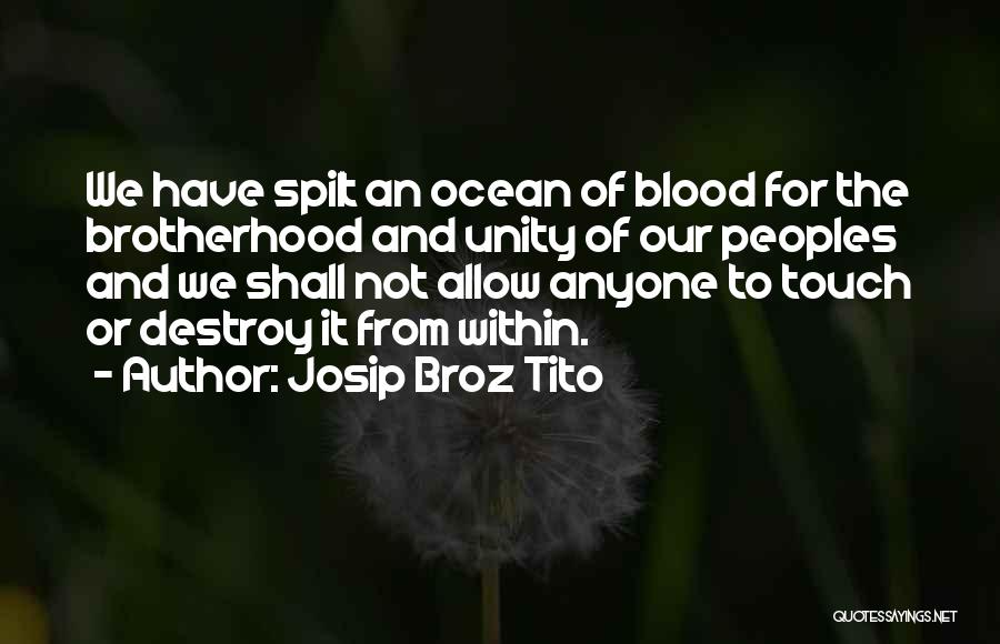 Josip Broz Tito Quotes: We Have Spilt An Ocean Of Blood For The Brotherhood And Unity Of Our Peoples And We Shall Not Allow