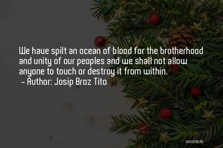 Josip Broz Tito Quotes: We Have Spilt An Ocean Of Blood For The Brotherhood And Unity Of Our Peoples And We Shall Not Allow