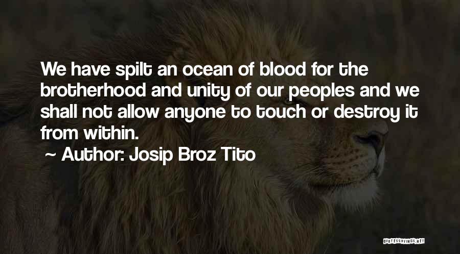 Josip Broz Tito Quotes: We Have Spilt An Ocean Of Blood For The Brotherhood And Unity Of Our Peoples And We Shall Not Allow