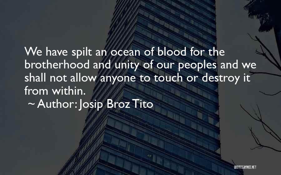 Josip Broz Tito Quotes: We Have Spilt An Ocean Of Blood For The Brotherhood And Unity Of Our Peoples And We Shall Not Allow