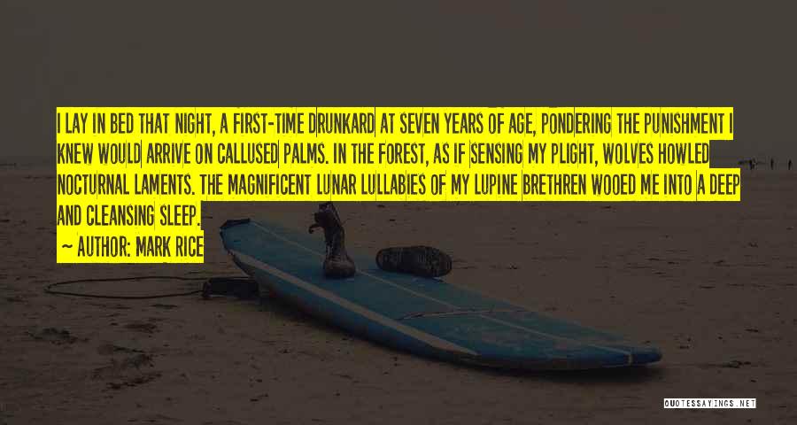 Mark Rice Quotes: I Lay In Bed That Night, A First-time Drunkard At Seven Years Of Age, Pondering The Punishment I Knew Would