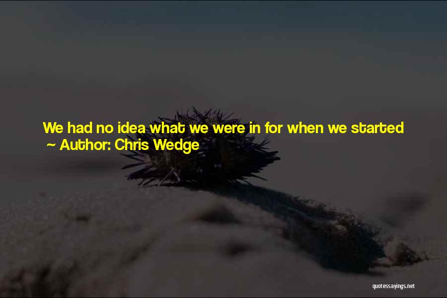 Chris Wedge Quotes: We Had No Idea What We Were In For When We Started Blue Sky. We Just Had An Idea Of