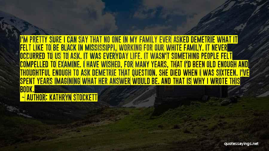 Kathryn Stockett Quotes: I'm Pretty Sure I Can Say That No One In My Family Ever Asked Demetrie What It Felt Like To