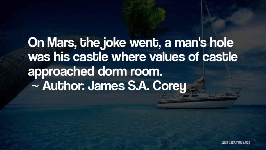 James S.A. Corey Quotes: On Mars, The Joke Went, A Man's Hole Was His Castle Where Values Of Castle Approached Dorm Room.