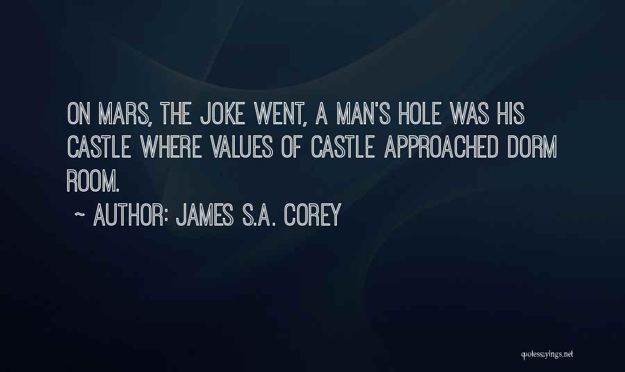 James S.A. Corey Quotes: On Mars, The Joke Went, A Man's Hole Was His Castle Where Values Of Castle Approached Dorm Room.